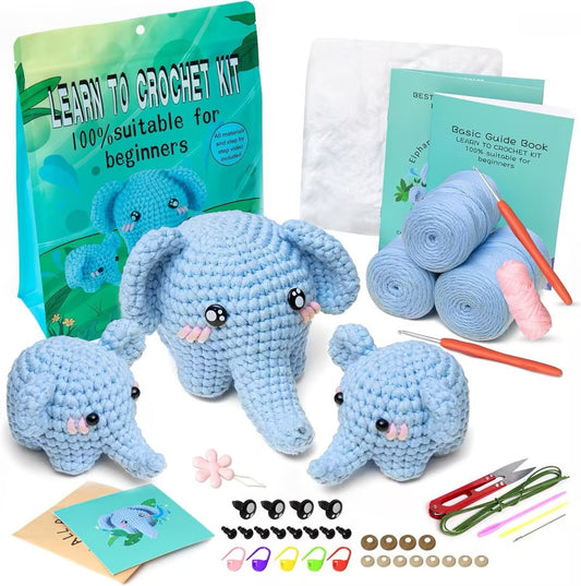 Serdiba Craft™ Crochet Elephant Family Kit